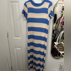 H&M Blue and Cream Striped Maxi Dress